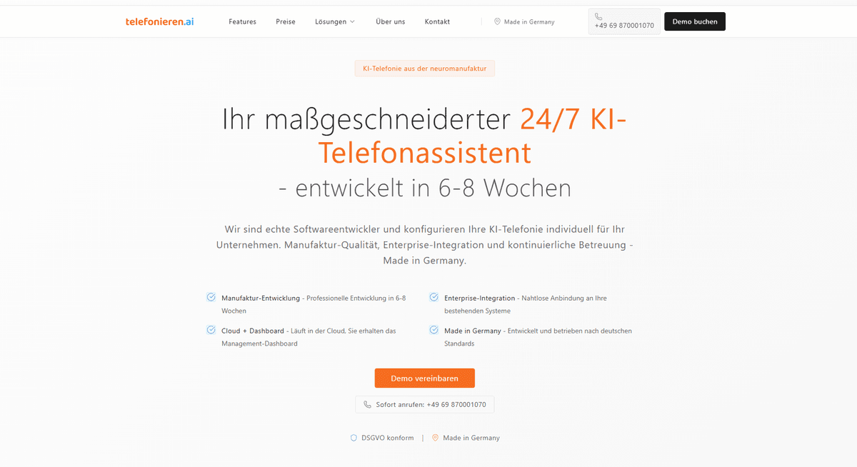telefonieren.ai Landing Page